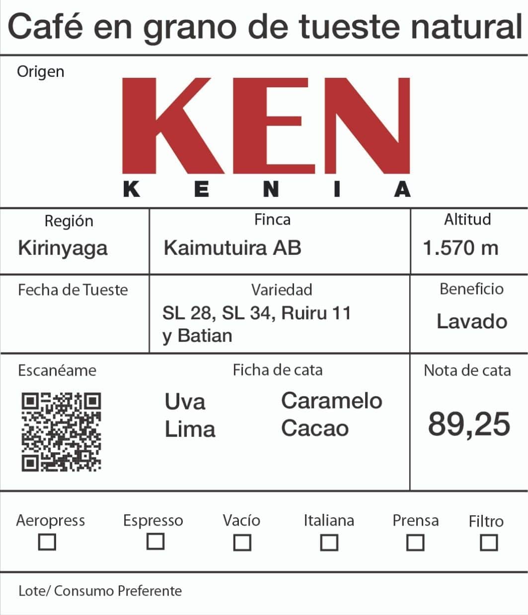 Kenia 'Kiamutuira AB' - Imagen 2
